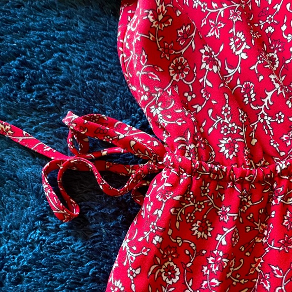 Max Studio Red Floral Mini Dress With Long Sleeves Size Medium - Picture 7 of 8